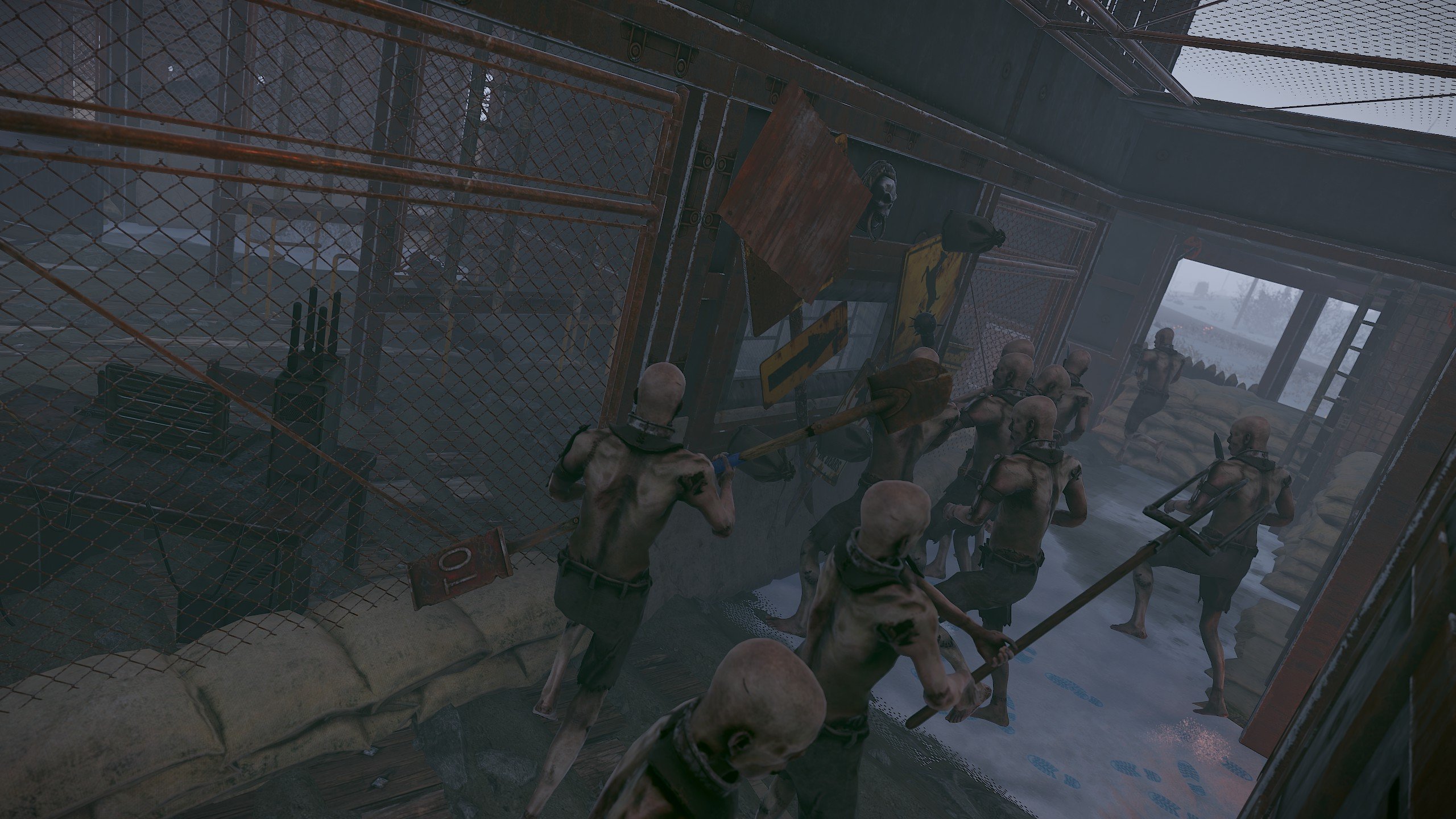 Zombie wave combat in Defendable Bases